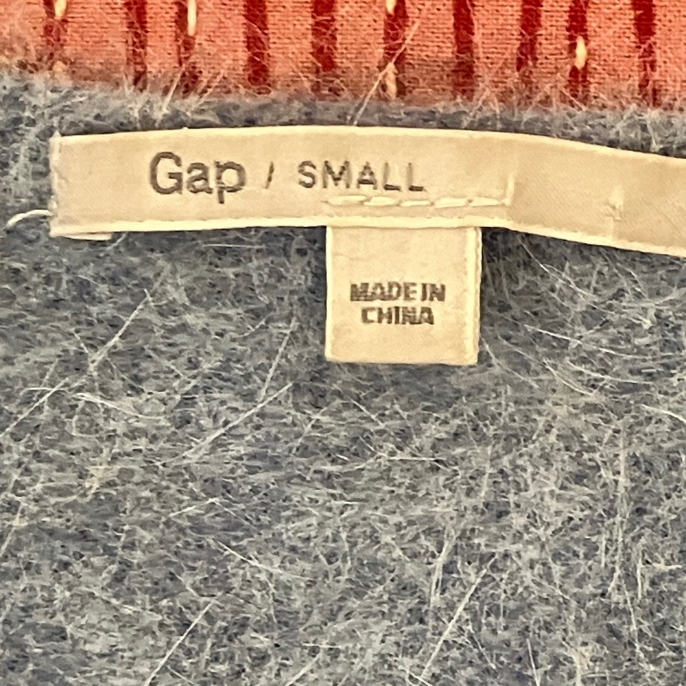 Angora small GAP Heather gray blue Fuzzy short sleeve Sweater - Picture 2 of 9